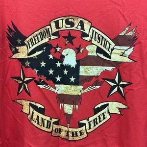 5 Star Freedom USA Eagle Stars Justice Land of the Free Red Shirt Size 3XL